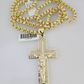 Real 10k Gold Byzantine Necklace Jesus Cross Charm SET Chain 20"-30" 4mm