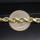 Men Real 10k Yellow Gold Rope Chain Necklace 6mm 20" lobster clasp
