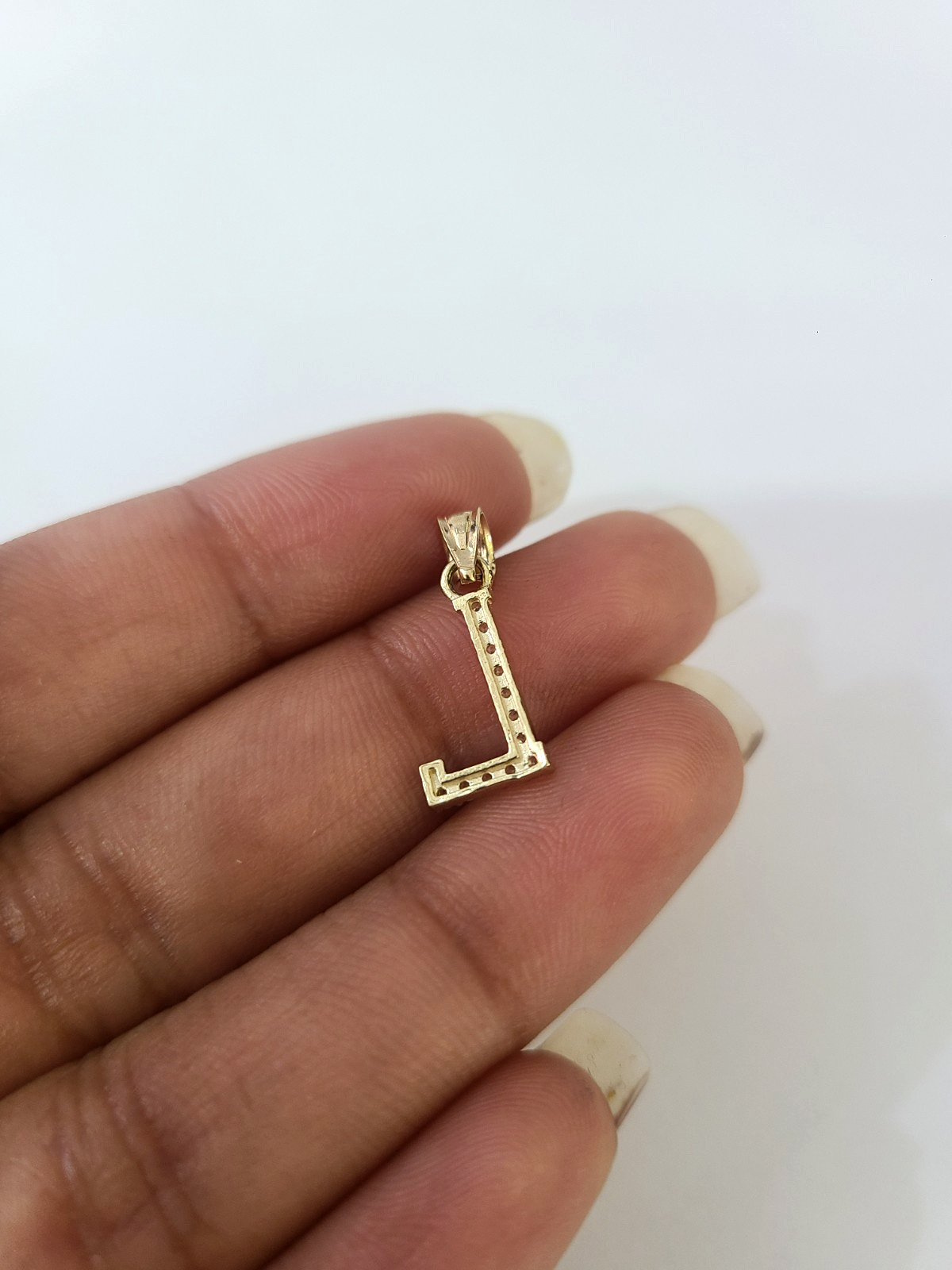10K Gold Solid Franco Chain L Initial CZ Stone Pendant Set 1mm 16 18 20 22 Women