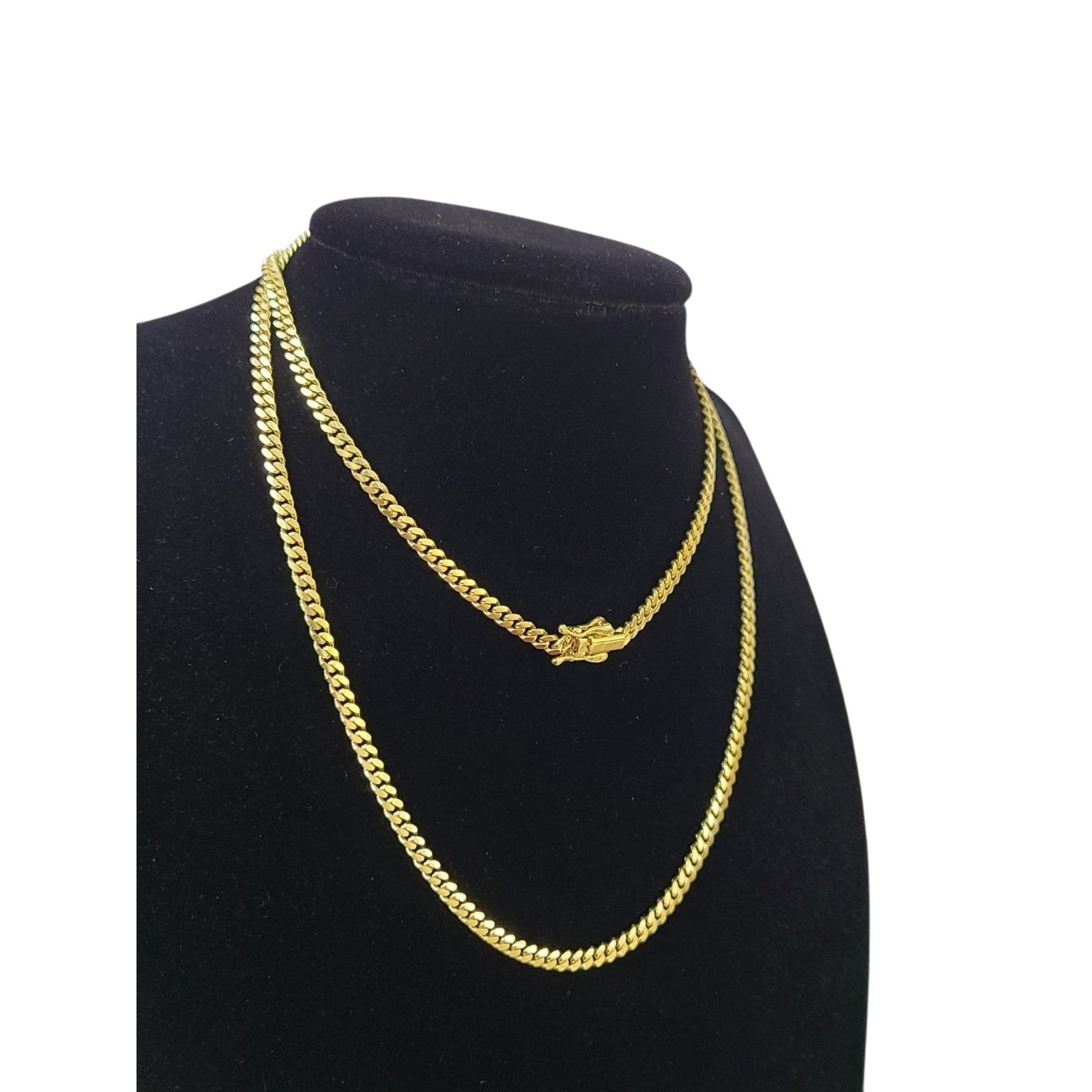 10K SOLID Gold Miami Cuban Link Chain 3mm 24" Inch Men Women Real Necklace
