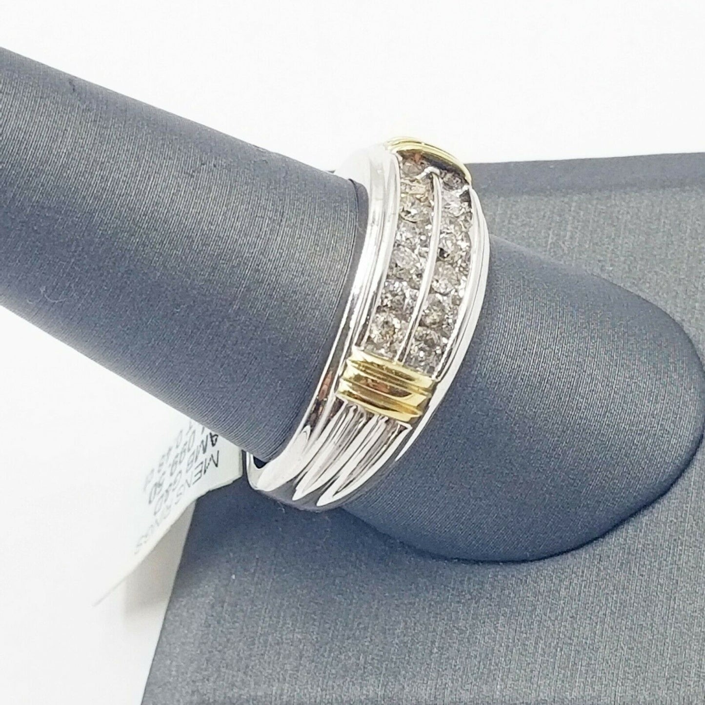 REAL 10k White Yellow Gold Engagement Wedding Band Men 0.48 CT Real Diamond