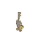 Real 10k Yellow Gold Praying Hands Diamond Charm Pendant 1'' inch Genuine 10kt