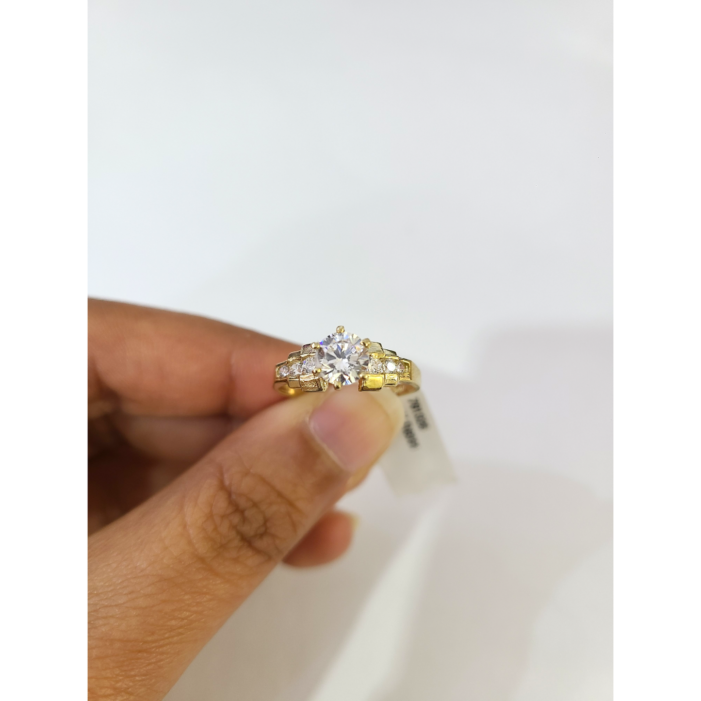 Real 10k Solitaire CZ Ring Yellow Gold Women 10Kt Genuine
