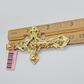 14k Yellow Gold Jesus Cross Charm Pendant 3 Inches Crucifix Chain Necklace SALE
