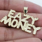 10k 3mm Miami Cuban Gold EAZY MONEY Charm Pendant Chain 18" 20" 22" 24" 26"