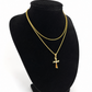 10k Gold Franco Chain Necklace Cz Stone Cross Charm 1mm 16-22 Inches Womens