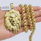 10kt Real Gold Box Byzantine Necklace Lion Charm Pendant SET 28 Inches Chain 6mm
