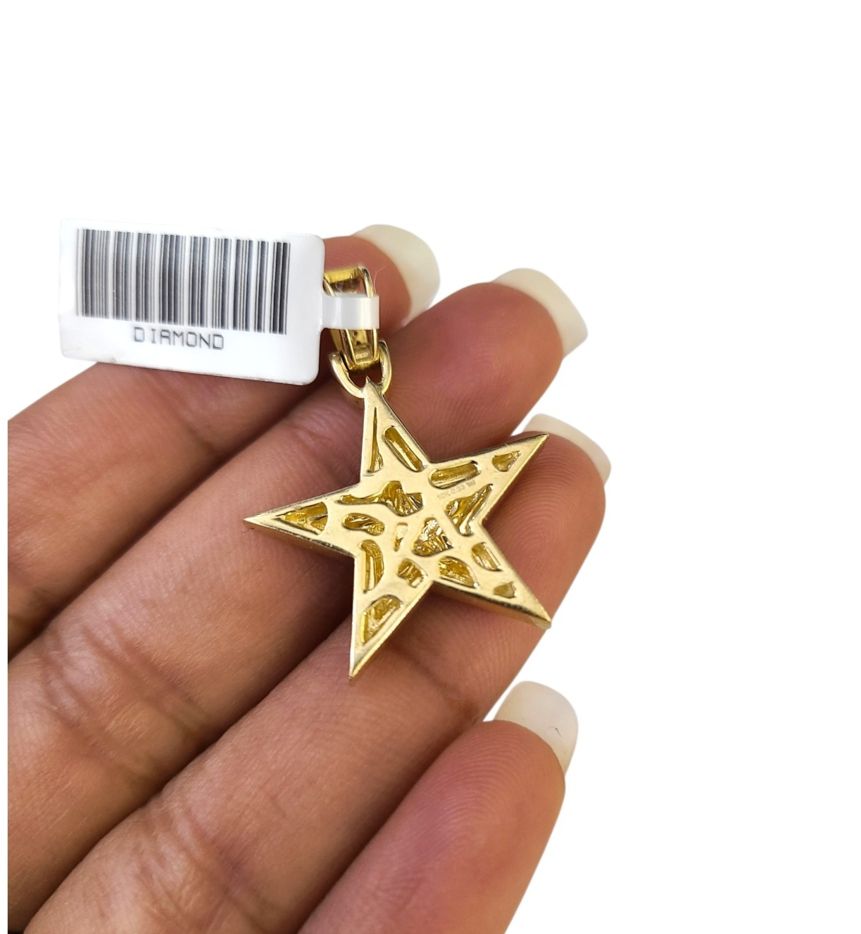Real 10k Yellow Gold Star Diamond Charm Pendant 1.25'' inch Genuine 10kt