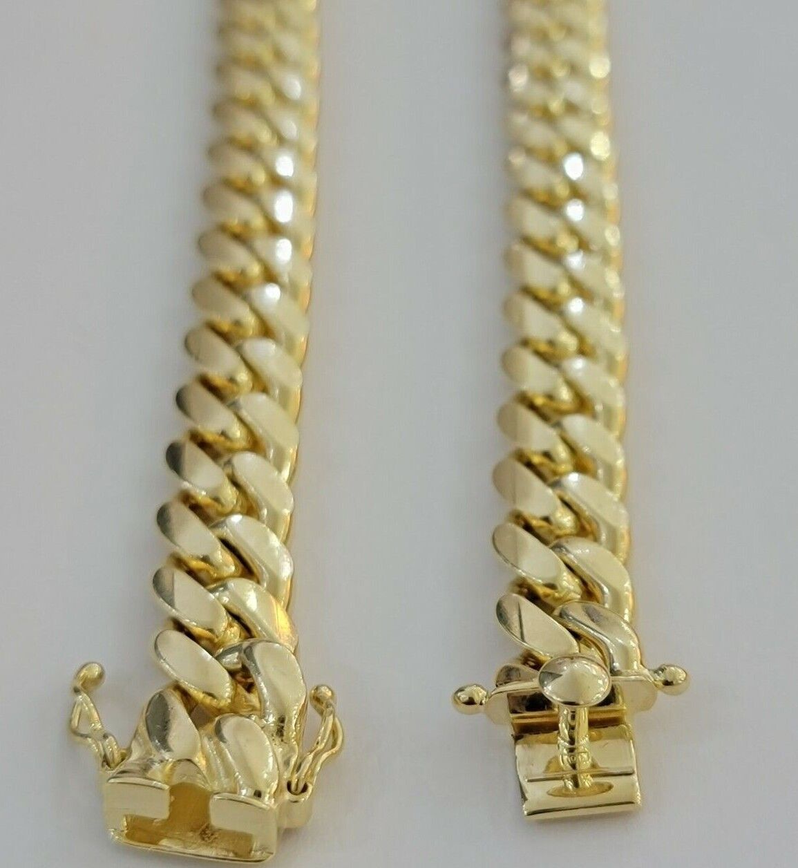 Real 10k Yellow Gold Cuban Link Solid Necklace 11mm 22" 10KT Real Gold Sale