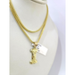 Real 10k Gold Franco Chain Pendant Necklace I Initial Charm SET 2.5mm 16"-26"