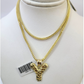 10k Gold Franco Chain Necklace SET 2.5mm 16"-26" Y Nugget Initial Charm Pendant