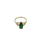 10k Yellow Gold Green Marquise Ring CZ Flower Floral Dainty Women Statement