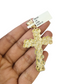 10k Real Gold Cuban Curb Chain Nugget Christ Cross Pendant SET 8mm Necklace Men