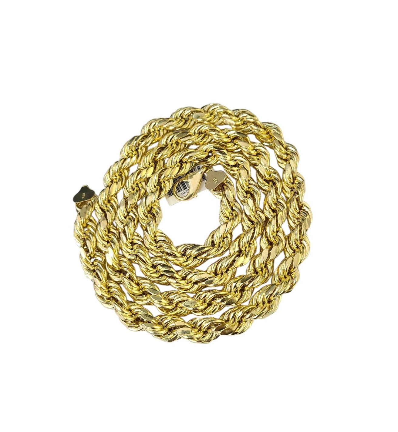 10K Yellow Gold Rope Chain Necklace 10mm 30 Inch REAL 10kt Diamond Cuts Men's