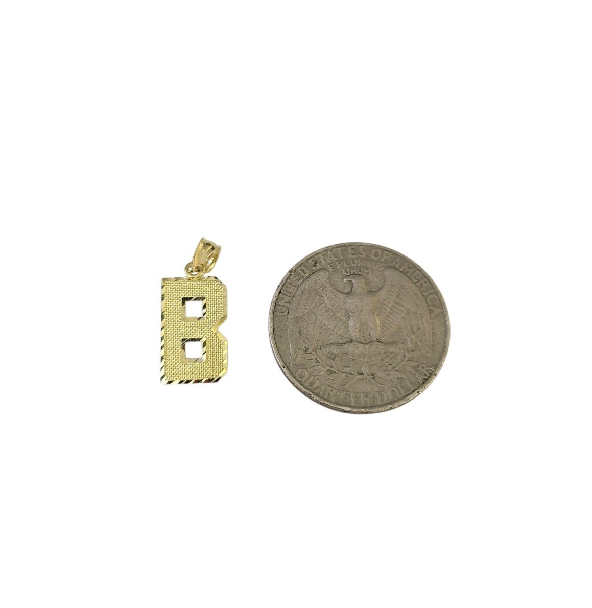 10K Yellow Gold B Initial Charm Pendant Alphabet Real 10kt Men Women