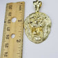 Mens 10k Solid Yellow Gold Roaring King Lion Head Charm Pendant Diamond Cut Real