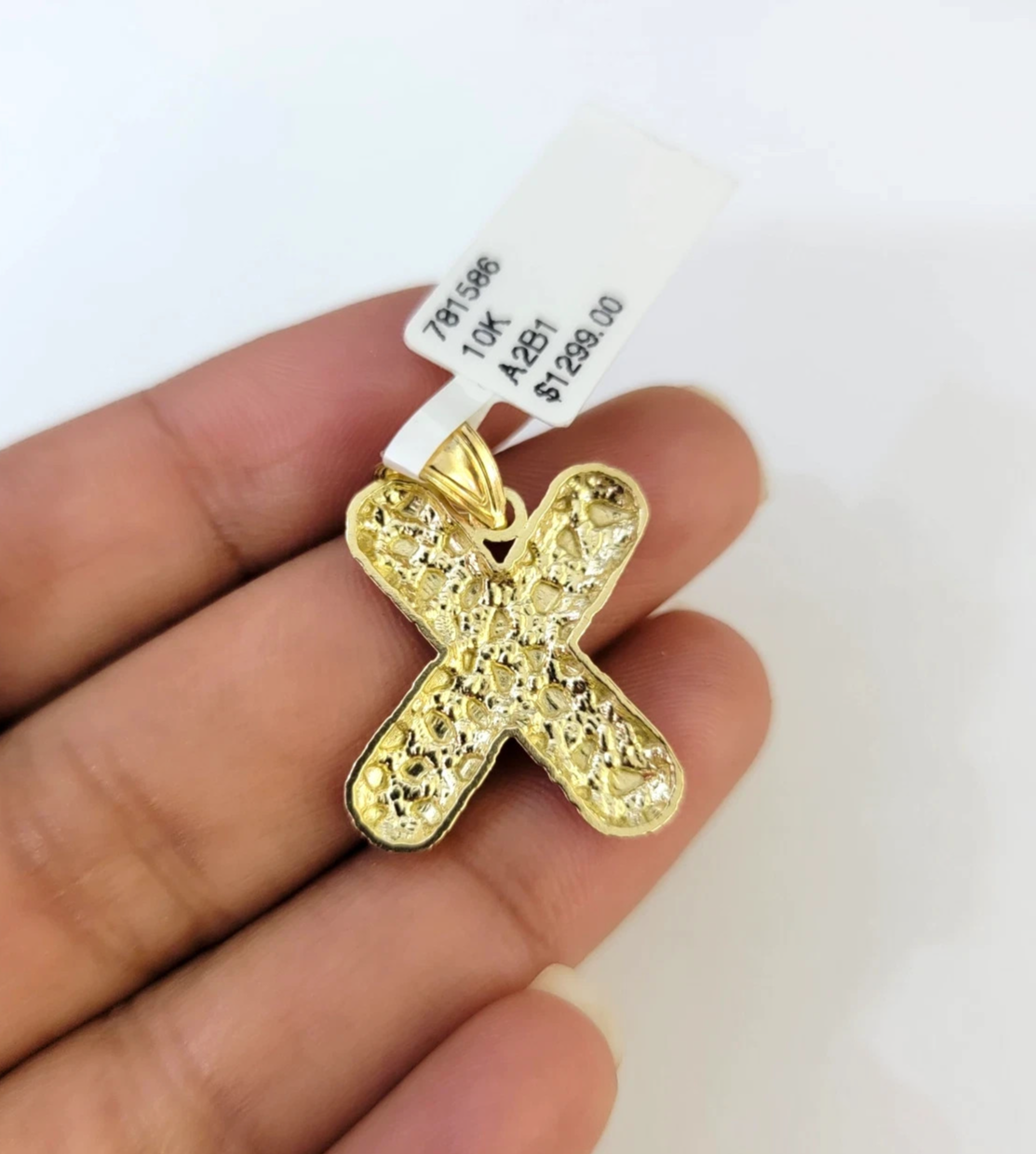 10k Gold Franco Chain 2.5mm 16"-26" X Nugget Initial Charm Pendant Necklace SET