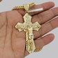 10k Yellow Gold Jesus Cross Charm Pendant 2.75 Inch Real 10kt With Stones