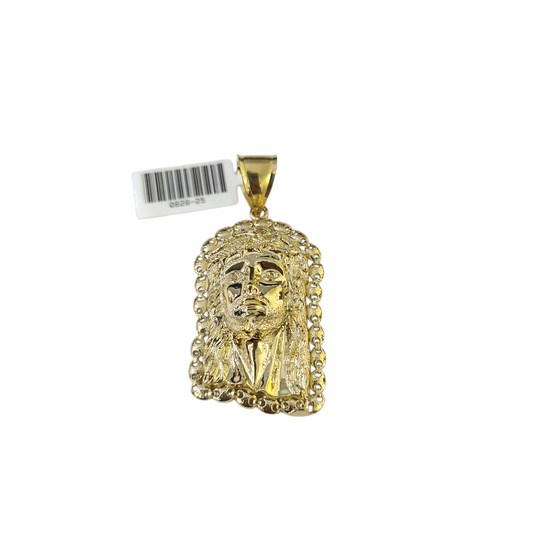 Real 10k Yellow Gold Charm Pendant Jesus Head 10KT