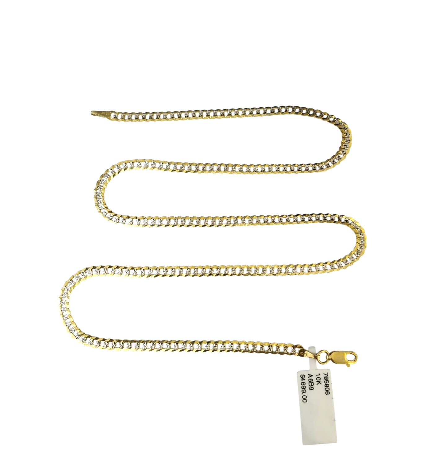 10k Yellow Gold Necklace Cuban Curb Chain 4mm 18"-28" inch Diamond Cuts 10kt