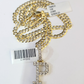 10k Gold Chain Necklace P Diamond Initial Pendant Set Cuban Curb 3mm 20"-30"