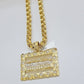 Real 10k Gold Box Byzantine Necklace Last Supper Charm Pendant Chain 6mm 20 Inch