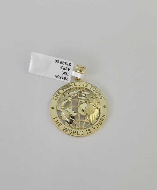 10k World is Yours Charm Pendant REAL 10Kt Yellow Gold Genuine