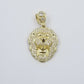 10k Yellow Gold Roaring Lion Head Charm Pendent With 3mm Rope Chain 20 22 24