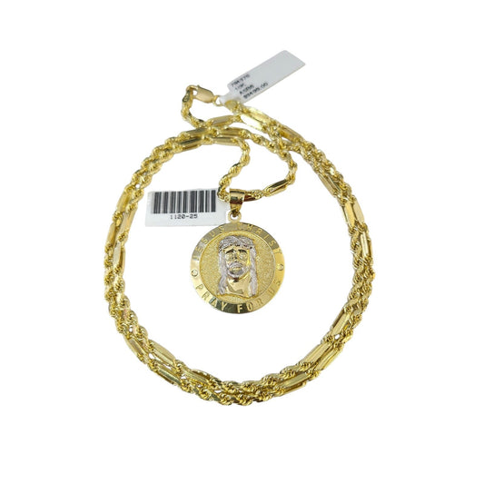 Real 10k Gold Milano Chain Jesus Christ Pendant Charm 18"-28" 3mm SET Necklace