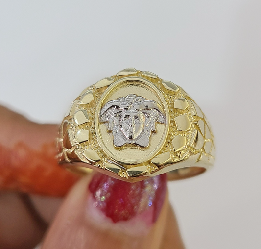 10k Medusa Head Ring Yellow Gold Men Real Genuine