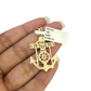 Real 10k Gold Franco Chain Anchor Charm Pendant Necklace SET 2.5mm 18"-26"