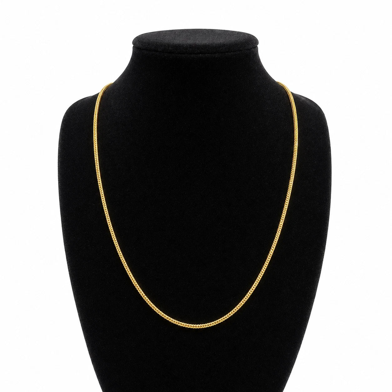 Real 18K Yellow Gold Franco Link Chain Choker Necklace 1mm 18 Inch Women