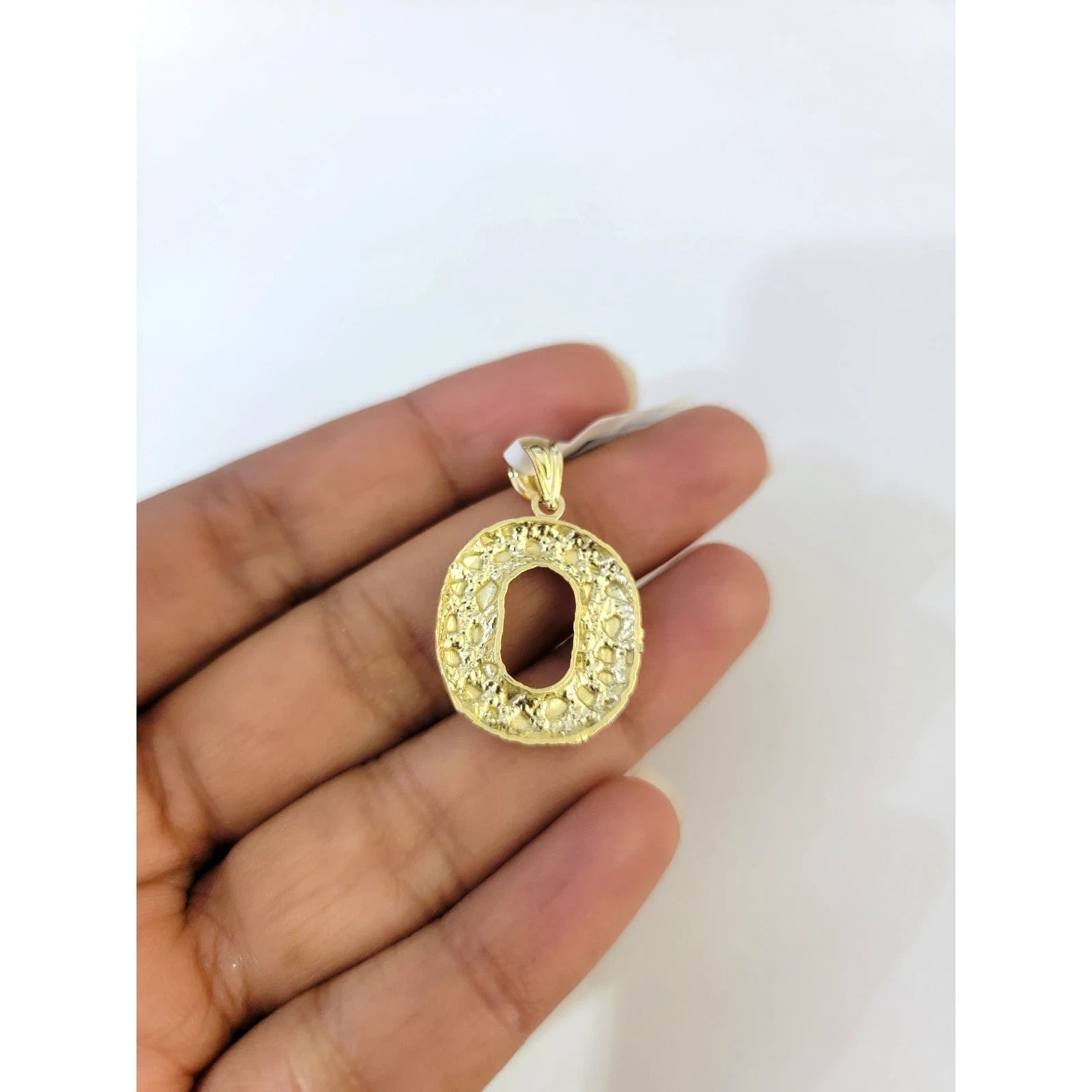 Real 10k Rope Chain O Initial Charm 3mm 18"-28" Necklace Nugget Set Pendant Gold