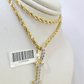 10k Rope Chain I Diamond Initial Charm Necklace Pendant Set 2mm 18"-24" Gold