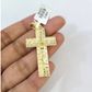 10k Gold Chain Cuban Curb 3mm Necklace Nugget Cross Charm Pendant Set 18"-28"