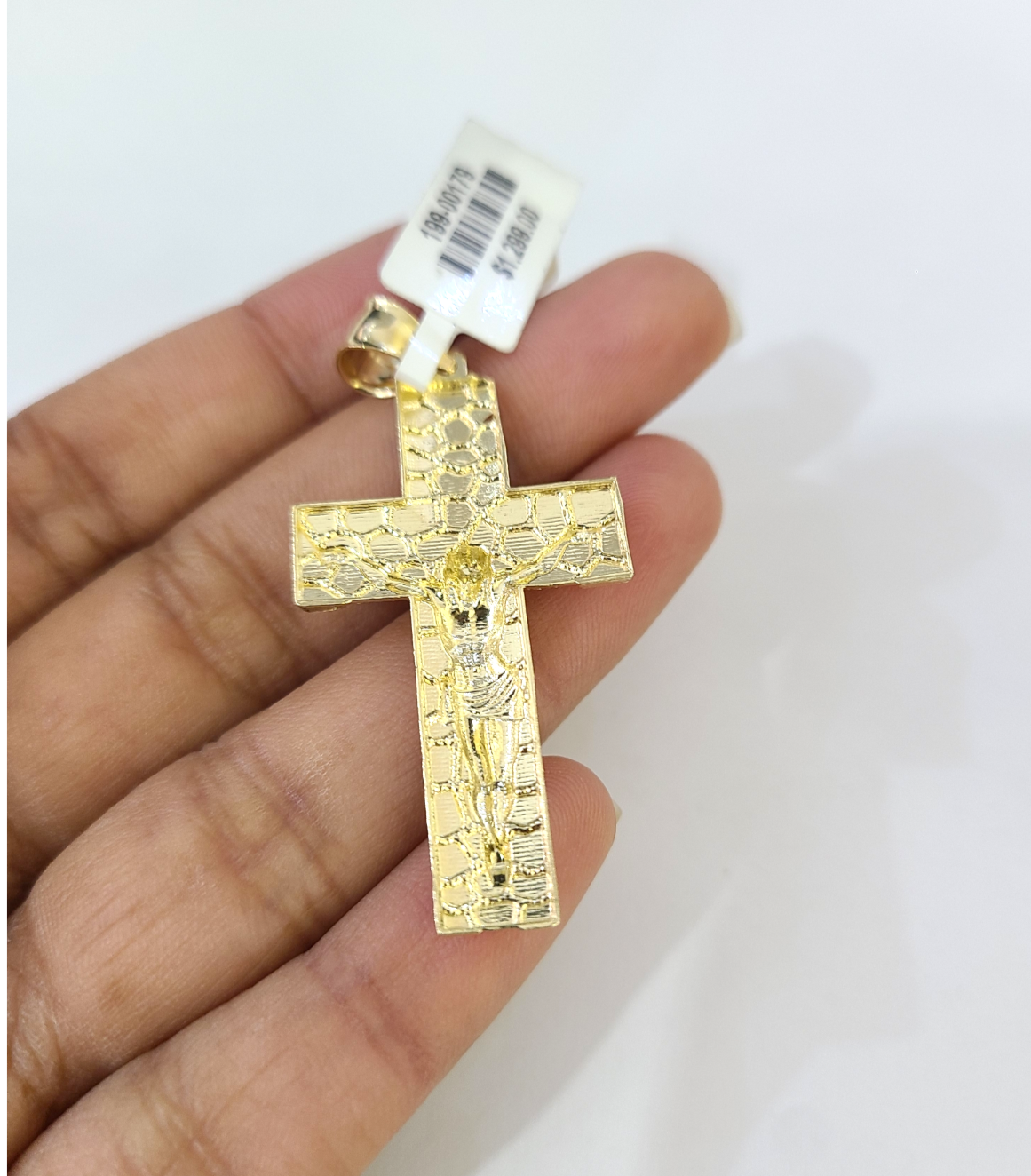 10k Gold Chain Cuban Curb 3mm Necklace Nugget Cross Charm Pendant Set 18"-28"