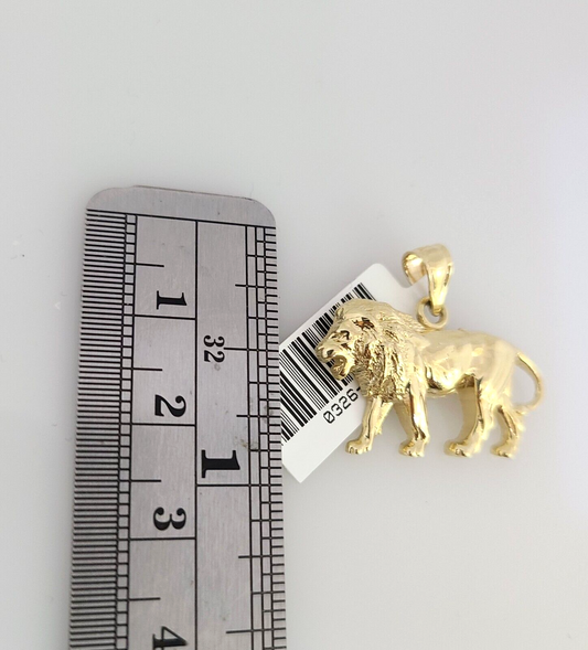 10k Gold Franco Chain Lion Charm Pendant 2.5mm 18-24 Inches Necklace SET