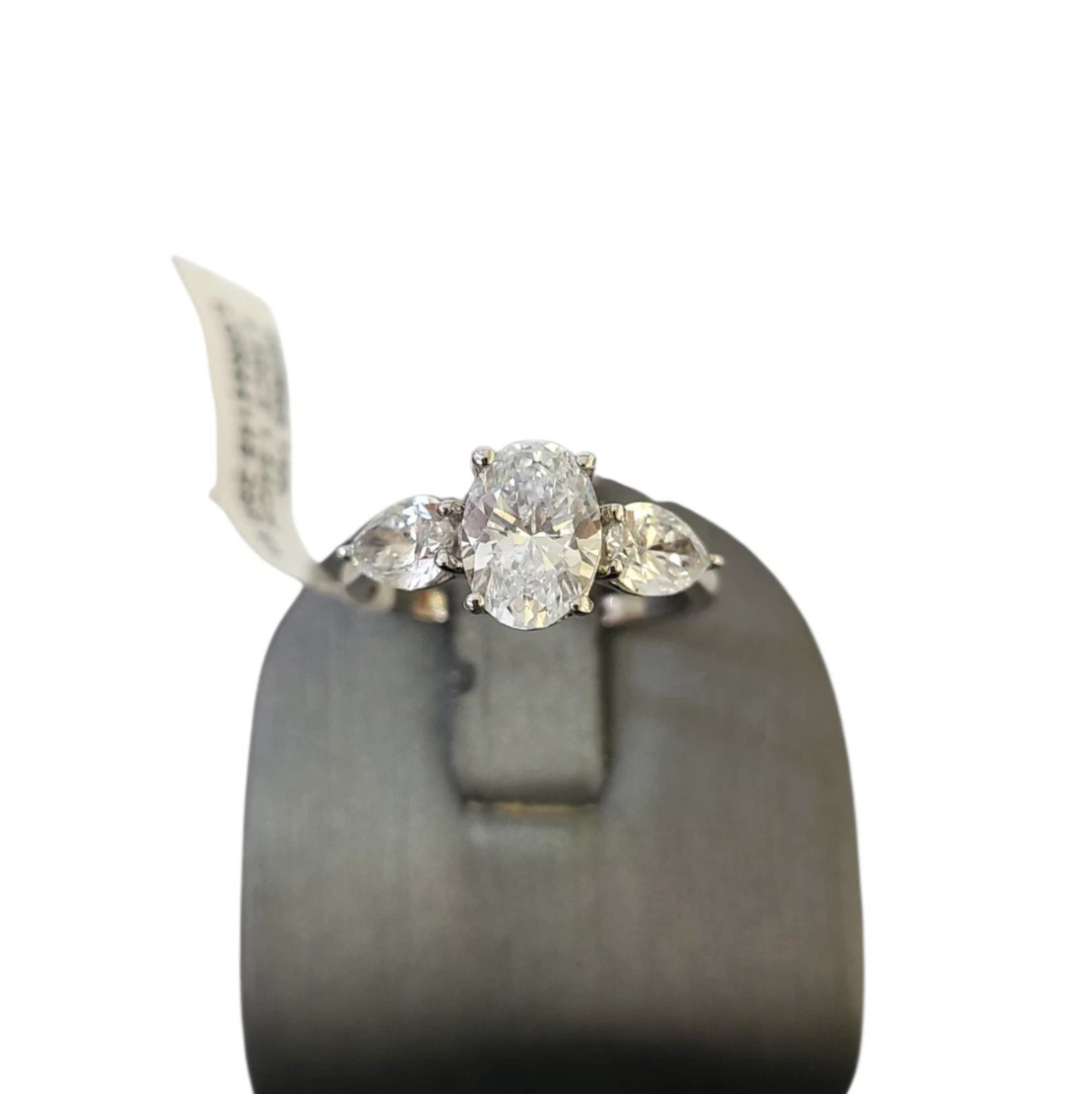 14k White Gold Oval LAB Created Ring Diamonds Wedding Ladies Band Women