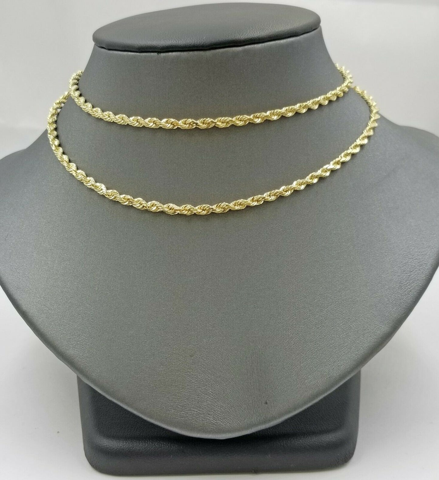 Real 14KT SOLID Yellow Gold 4mm Rope Chain Diamond Cut 18" Inches Lobster Lock