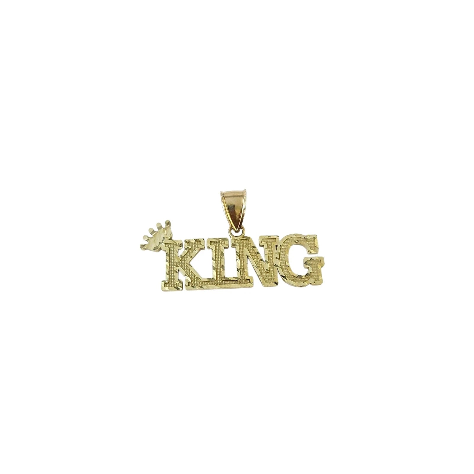 Real 10K Yellow Gold KING Crown Pendant Charm Mens Hip Hop Diamond Cut Style