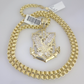 Real 10k Gold Byzantine Necklace Eagle Anchor Charm SET Chain 20"-30" 4mm