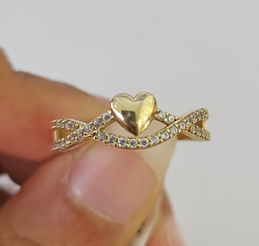10k Hearts Ladies Ring Casual Band Yellow Gold Genuine Brand New