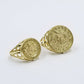 Real 10k Yellow Gold Head Casual Ring Diamond Cut Design Men Pinky Women