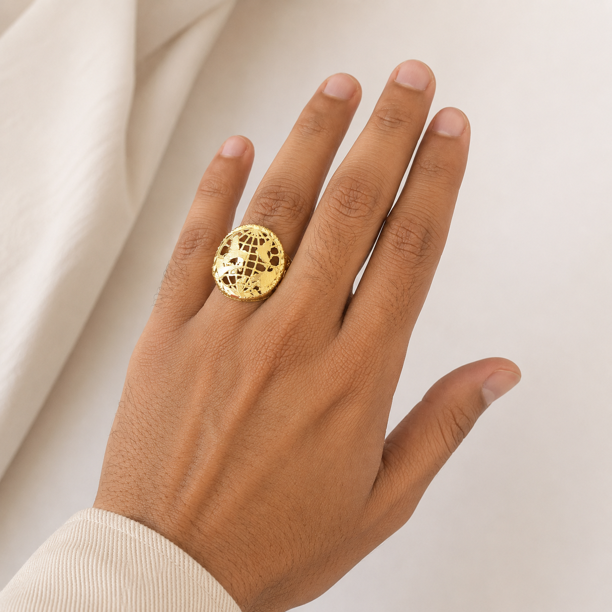 Real 10k Yellow Gold World Map Ring Globe Nugget Pinky Mens Size 8 9 10 11 12