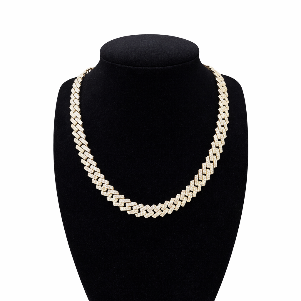 Moissanite Necklace Cuban Link Chain Real 925 Silver 22 Inch 10mm For Ladies