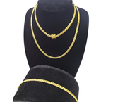 10k Solid Gold Miami Cuban Chain 18"-24" Bracelet 7" Set 4mm Men Women Necklace