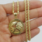 10k Gold Men Globe Diamond Cut Pendant 2.5mm Rope Chain 18 20 22 24 26 28 Inch
