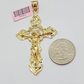 14k Yellow Gold Jesus Cross Charm Pendant 3 Inches Crucifix Chain Necklace SALE
