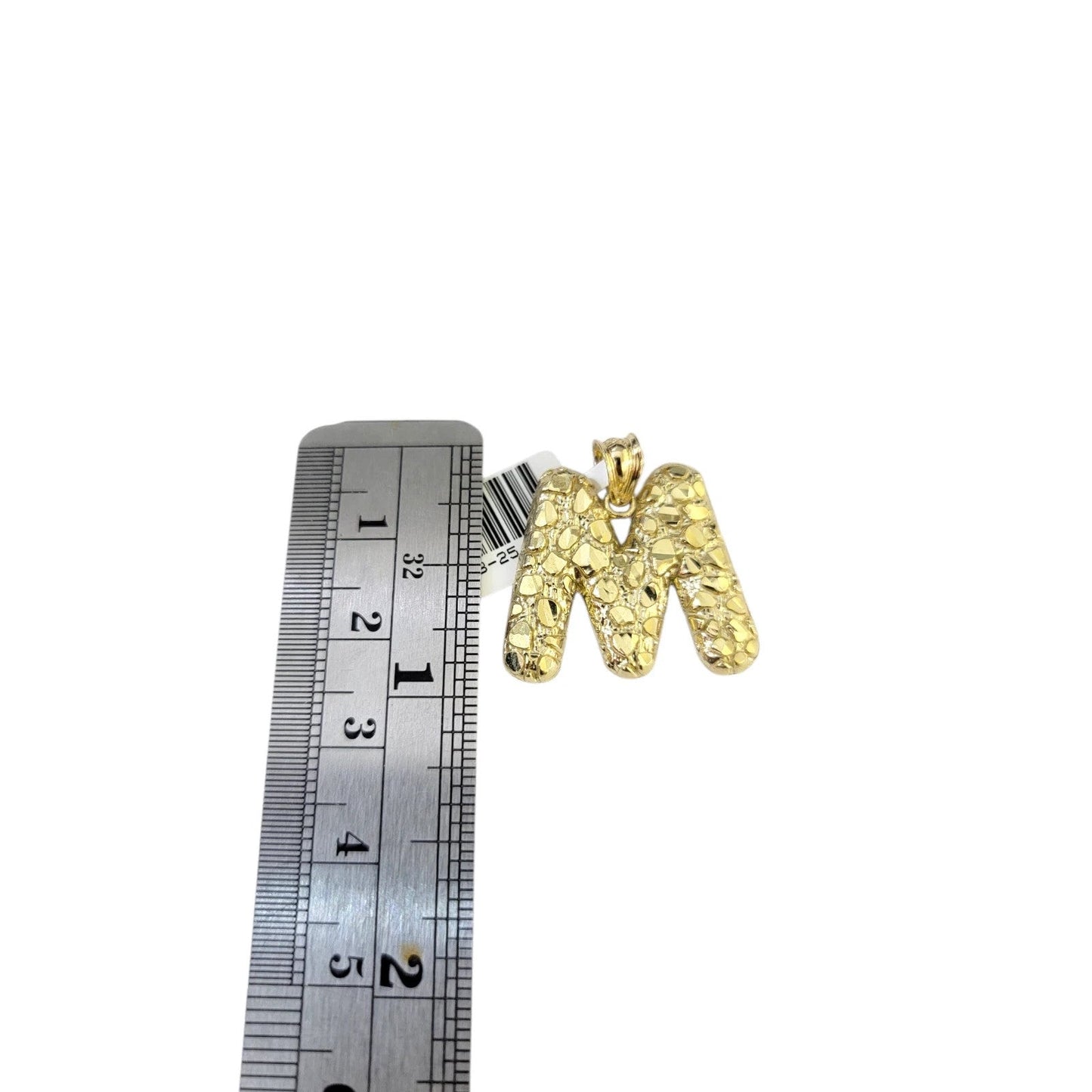 Real Gold 10k Chain Pendant SET M Initial Charm Miami Cuban Link Necklace 2.5mm