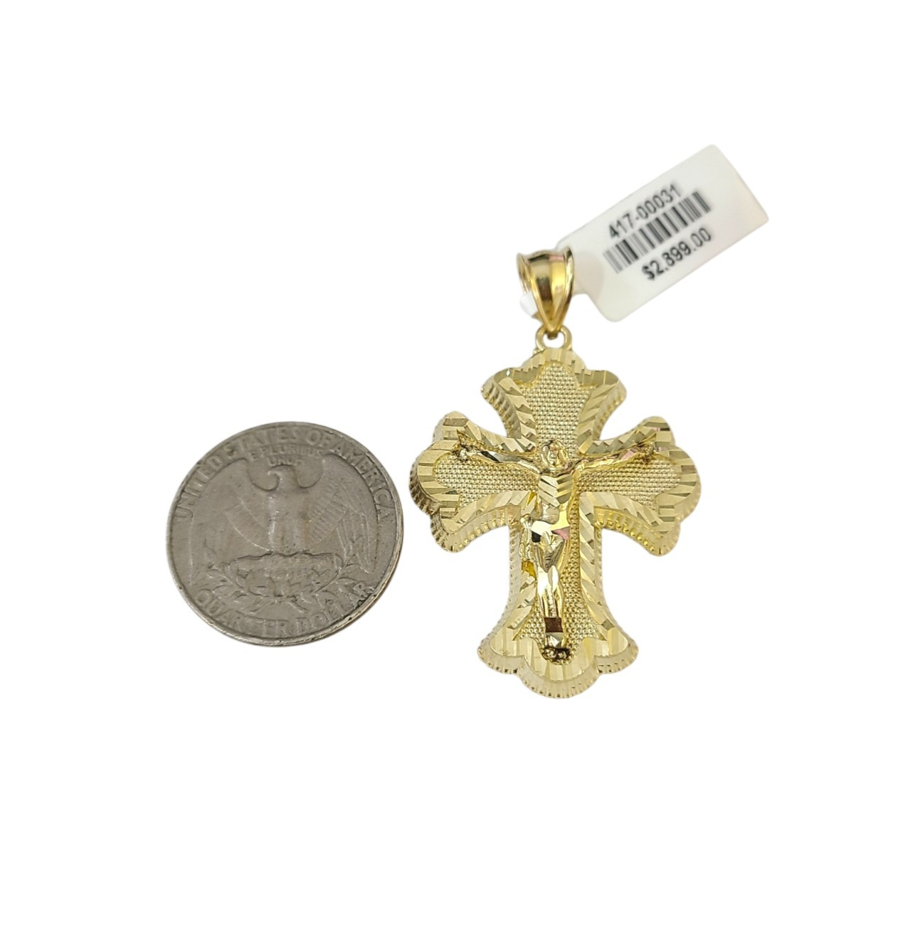 Real 10k Charm Pendant Christ Cross Crucifix Yellow Gold 10KT